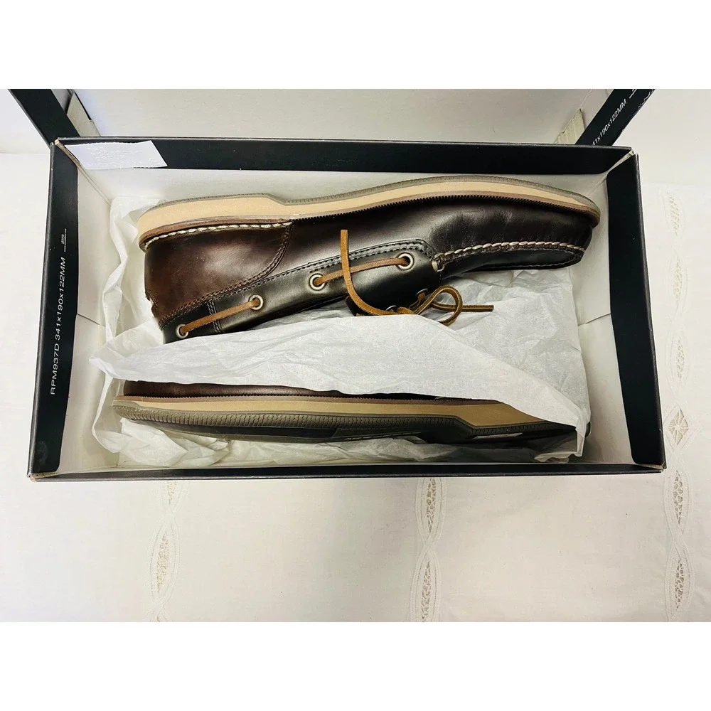 Rockport Perth Boat Shoes 11.5 M Dark Brown Leather Loafers CH1237 Old Money NEW